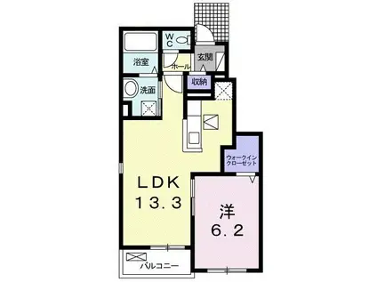 ロジュマン シューベルブ(1LDK/1階)の間取り写真