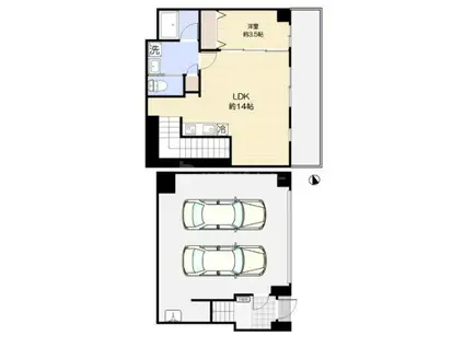 G-BASE(1LDK/1階)の間取り写真