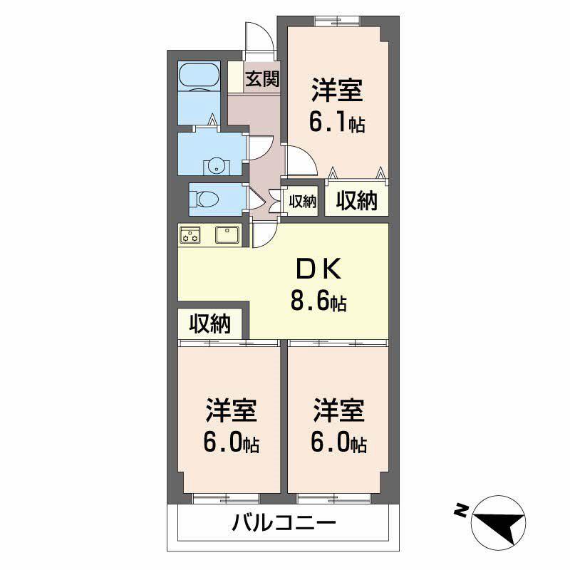 パ-クサイド伊藤(3DK/3階)の間取り写真