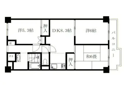 ジュネシオン平井(3K/5階)の間取り写真