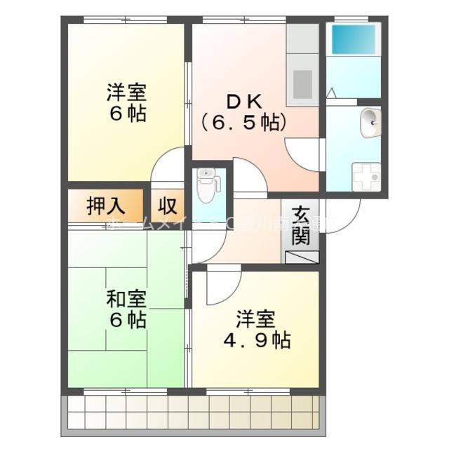 アーバンハイツB棟(3DK/1階)の間取り写真