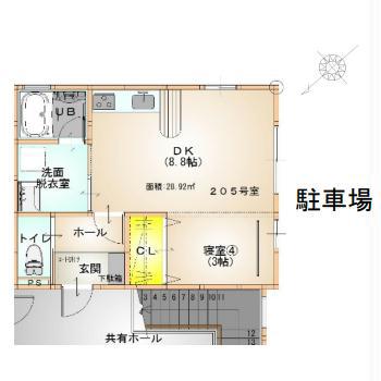 グランドゥールII(1LDK/1階)の間取り写真