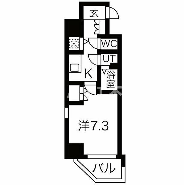 クレストタップ京橋(1K/13階)の間取り写真