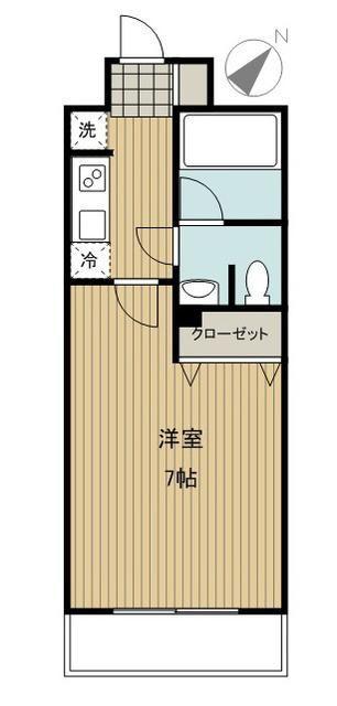 レジディア島津山(1K/4階)の間取り写真