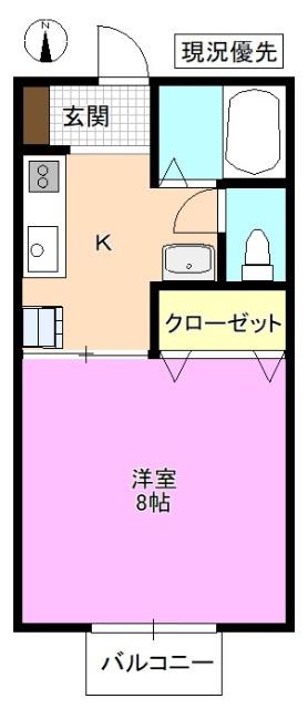 クリア塩尻(1K/2階)の間取り写真
