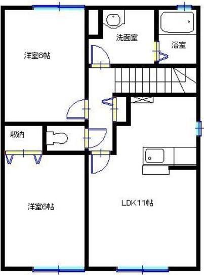 コンフォート高町I(2LDK/2階)の間取り写真