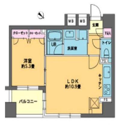 カスタリア人形町II(1LDK/7階)の間取り写真