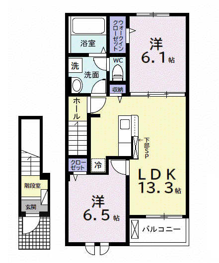 クレスト(2LDK/2階)の間取り写真