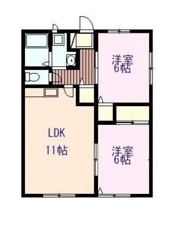 シャトレ・アサヒ(2LDK/3階)の間取り写真