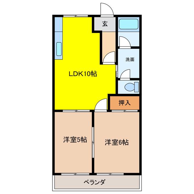 ルミナス中川(2LDK/2階)の間取り写真