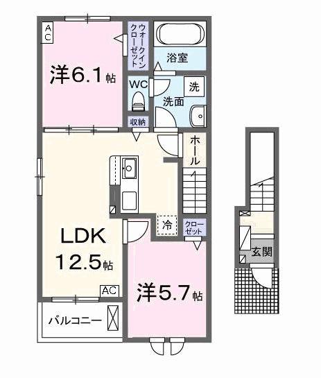 名鉄竹鼻線 不破一色駅 徒歩18分 2階建 新築(2LDK/2階)の間取り写真