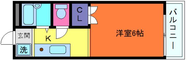 ヴィラ六甲(1K/1階)の間取り写真