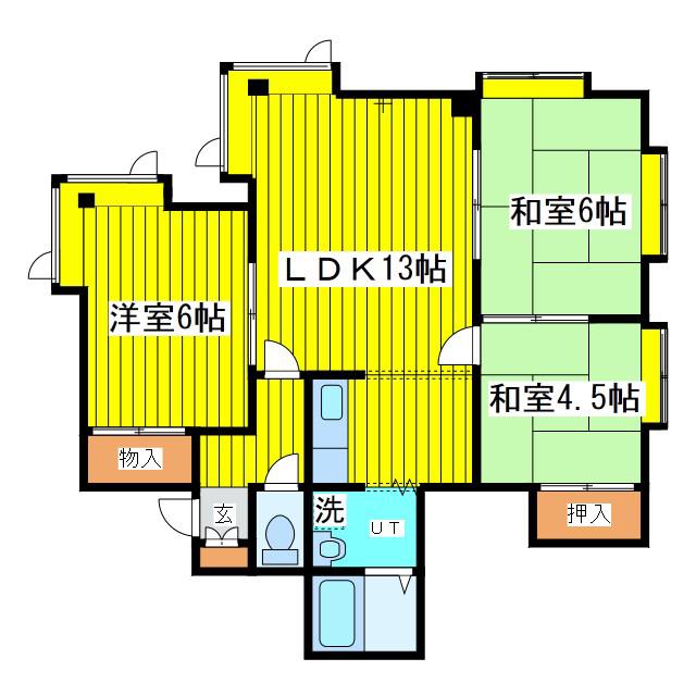 フロスティ東苗穂C棟(3LDK/2階)の間取り写真