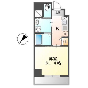 ワイズタワー新栄(1K/6階)の間取り写真
