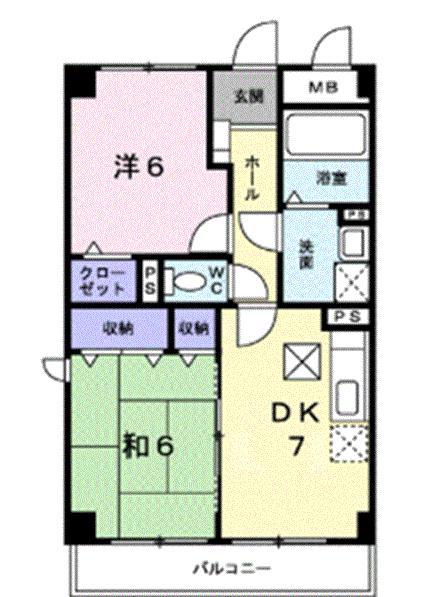 サンハイム宮千代(2DK/3階)の間取り写真