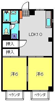 メイウール新川崎(2LDK/2階)の間取り写真