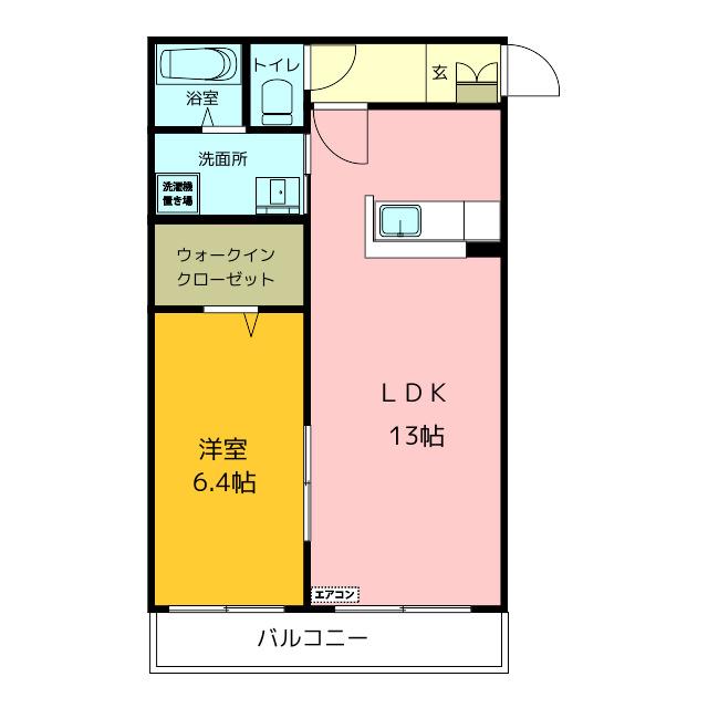 ヴィータ神ノ木(1LDK/1階)の間取り写真
