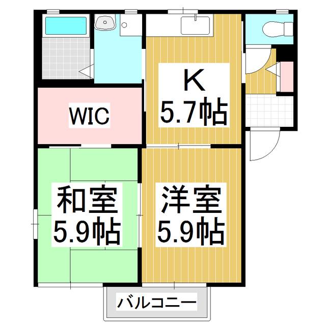 グリーンセトル C(2K/2階)の間取り写真