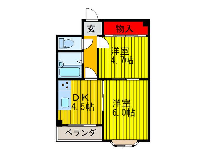 サンヴィアンテ津田(2DK/4階)の間取り写真