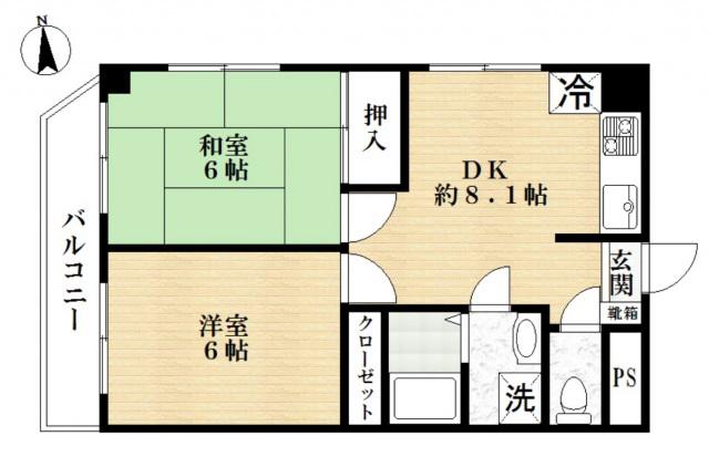 クレスト イチノエ(2DK/3階)の間取り写真