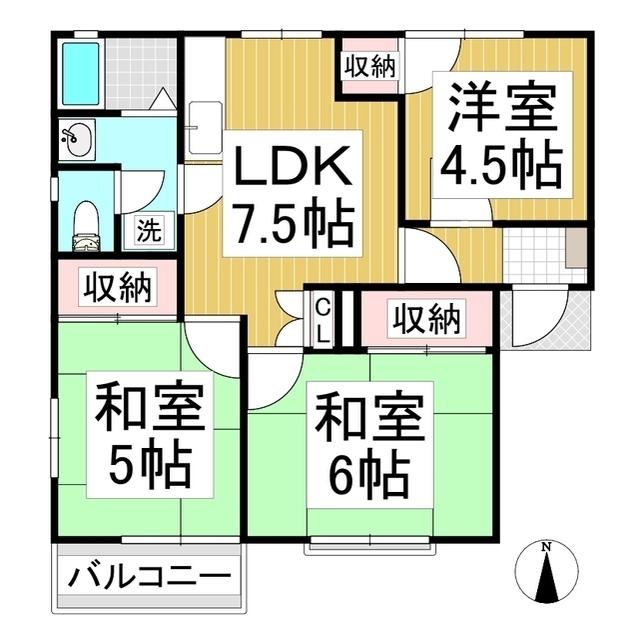 フレグランス長土呂E(3DK/2階)の間取り写真