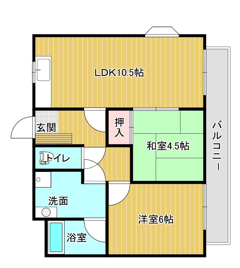 レジデンス光洋II(2LDK/4階)の間取り写真
