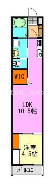 セミカ蘇我(1LDK/3階)の間取り写真