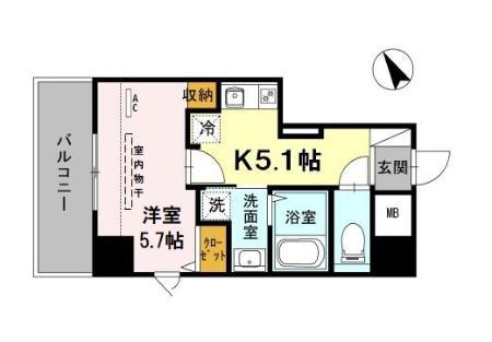 アイリス大森(1K/7階)の間取り写真