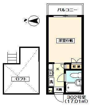 南台MKマンション(1K/3階)の間取り写真
