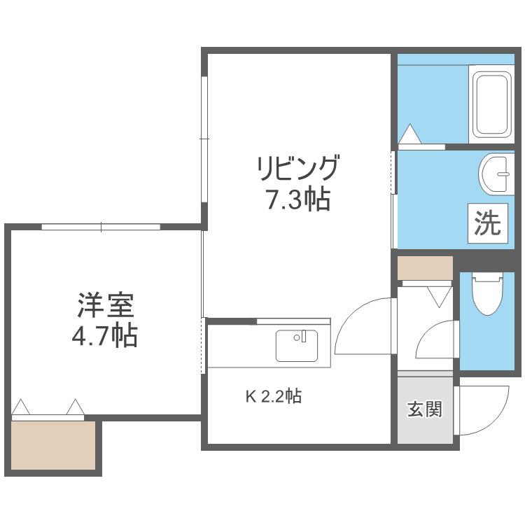 ENCHANT S-VILLAGE16N(1DK/1階)の間取り写真