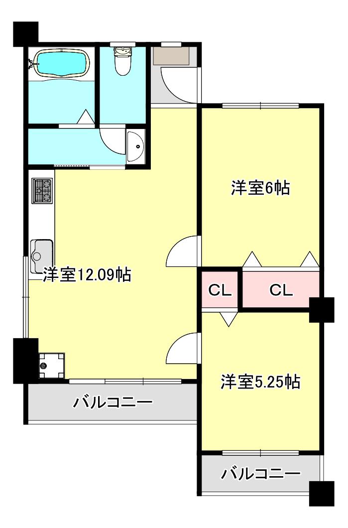 豊縁兵庫ビル(2LDK/4階)の間取り写真
