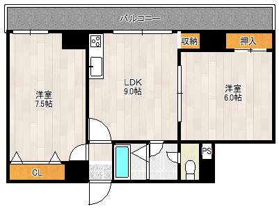 レクシア木川東(1LDK/3階)の間取り写真