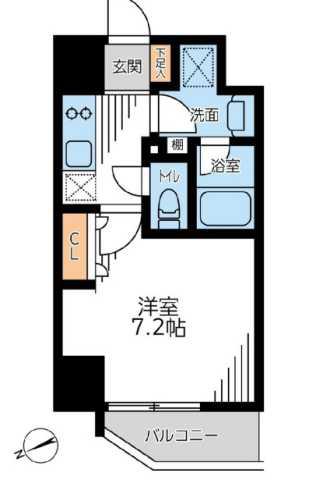 ザ・パーククロス門前仲町(1K/10階)の間取り写真