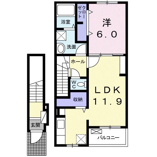 リュウオウ(1LDK/2階)の間取り写真