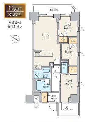 ALIVIS川崎(3LDK/8階)の間取り写真