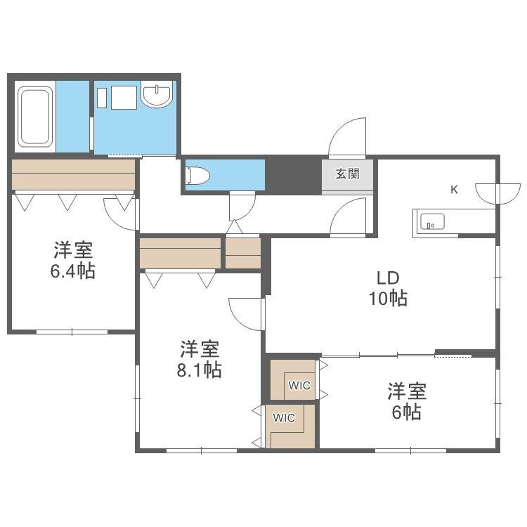 ロアジ南12条(3LDK/4階)の間取り写真