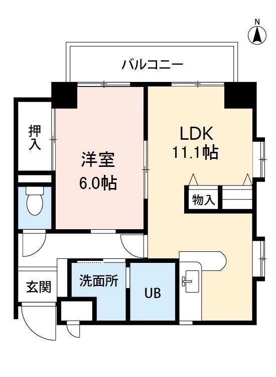 アーバンステイツ上福岡(1LDK/6階)の間取り写真