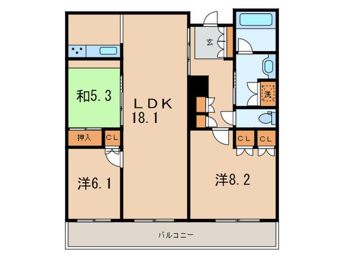 ジオタワー宝塚イースト(3LDK/30階)の間取り写真