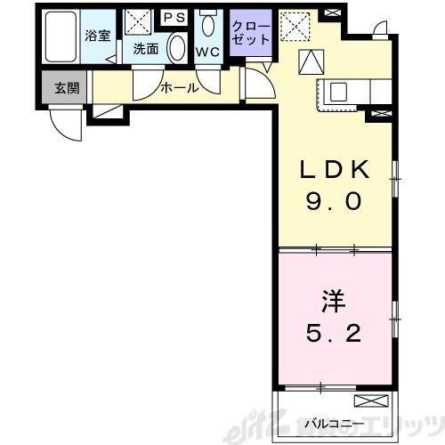 アルカンシエル イースト(1LDK/1階)の間取り写真