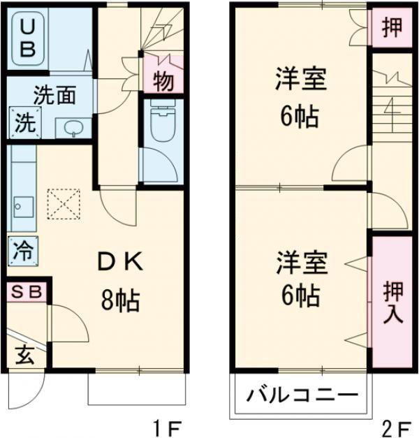 サニーヒル(2DK/1階)の間取り写真