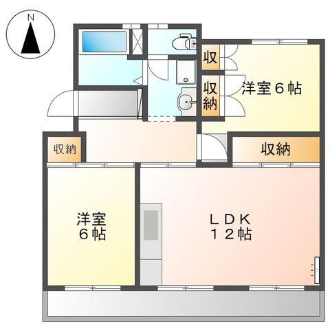 マンションてんじん(2LDK/2階)の間取り写真