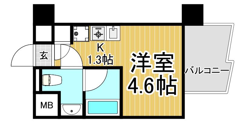 インターフェルティR2甲子園(1K/10階)の間取り写真