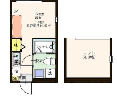 ハーモニーテラス柳原IV(ワンルーム/1階)の間取り写真