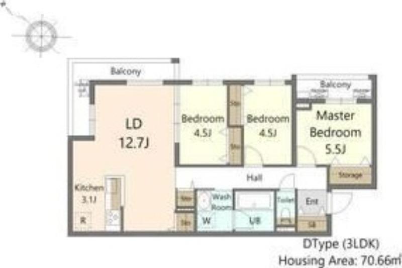 SーRESIDENCE東札幌BLING(3LDK/2階)の間取り写真