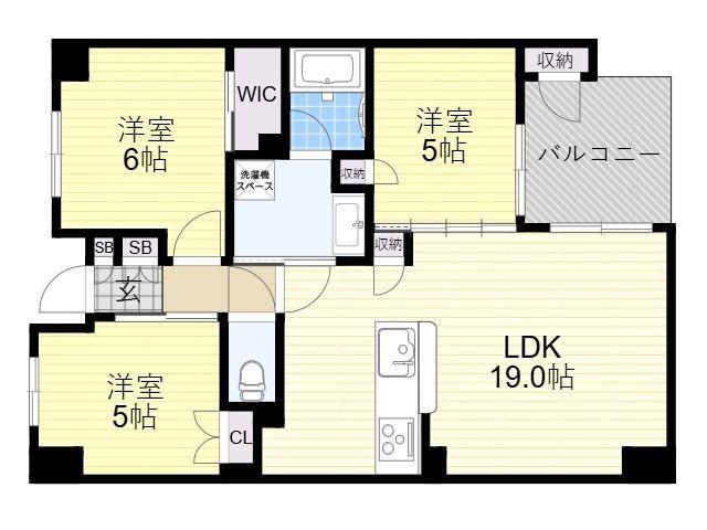 リバーガーデン四天王寺(3LDK/20階)の間取り写真