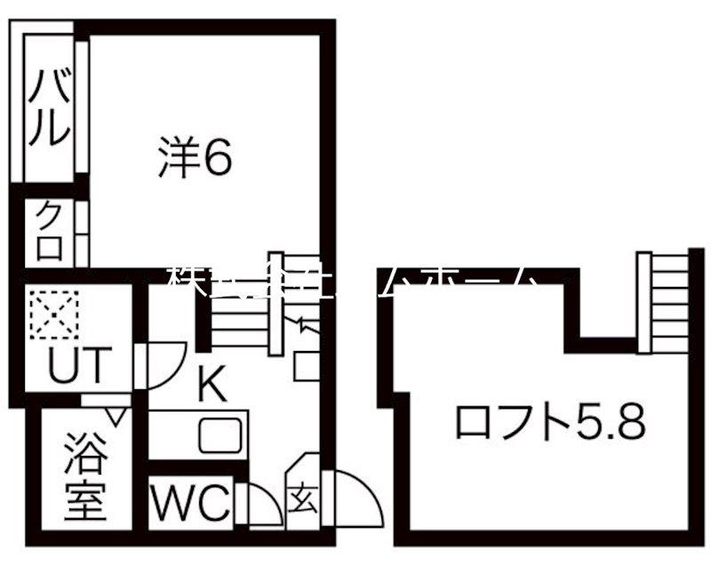 ハーモニーテラス露橋II(1K/2階)の間取り写真