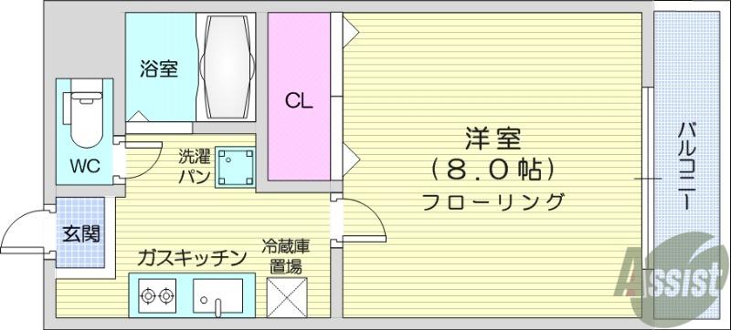 バ-シティハウス泉A(1K/2階)の間取り写真