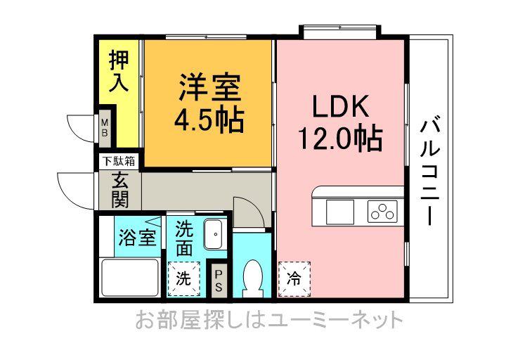 メイプルIT(1LDK/2階)の間取り写真