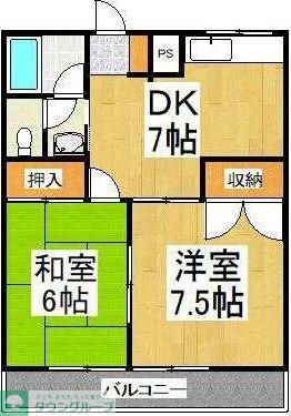 サンヒルズ柏(2DK/3階)の間取り写真