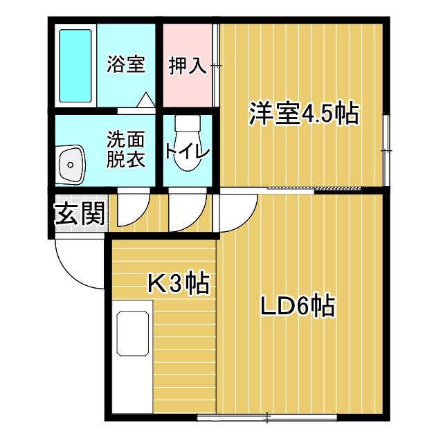 コーポ謠(1LDK/2階)の間取り写真